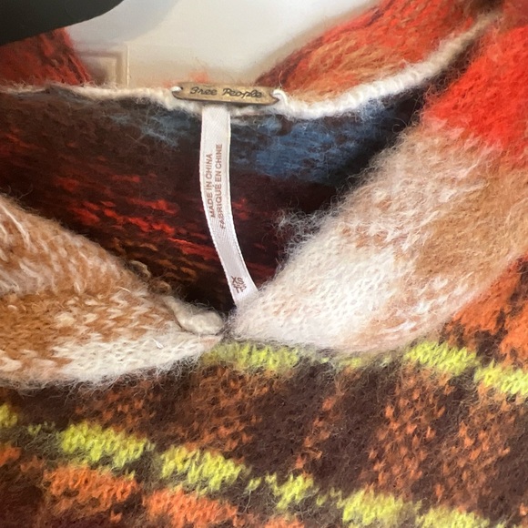 Free People Ainsley Hood Poncho Plaid Asymmetric Hem Apple Cider Size:XS, XL NWT - Picture 3 of 12